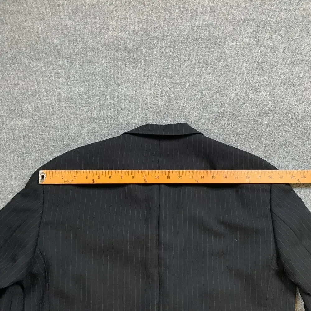 Vintage Hugo Boss Blazer Mens 44 Black Einstein Pinstripe 3‎ Button Wool Blend